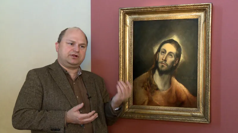 Vít Vlnas před obrazem Modlící se Kristus od El Greca