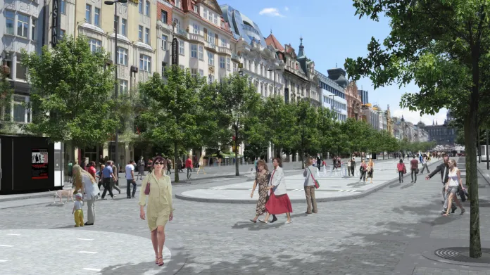 Vizualizace rekonstrukce Václavského náměstí od kanceláře architekta Jakuba Ciglera