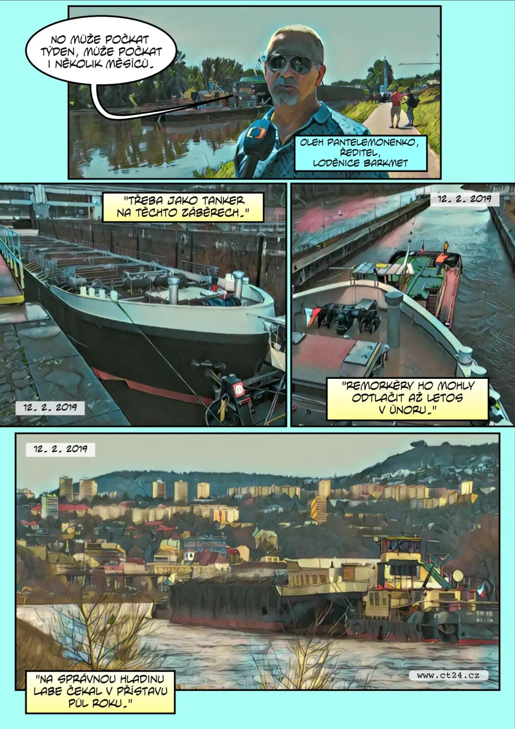 Komiks: U Lovosic spustili na vodu obří tanker