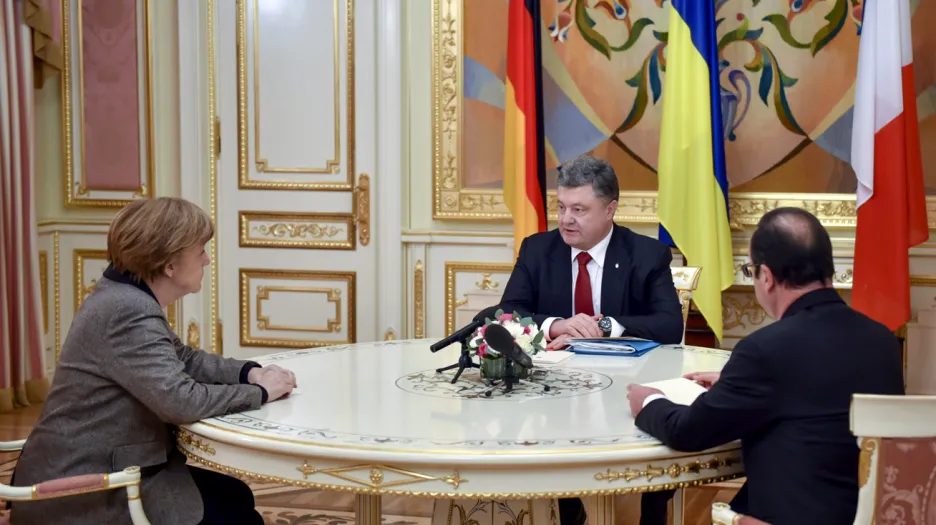 Angela Merkelová, Petro Porošenko a Francois Hollande