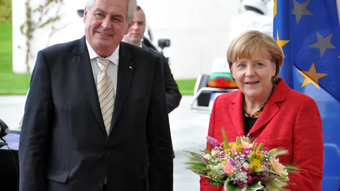 Miloš Zeman s Angelou Merkelovou při minulém setkání