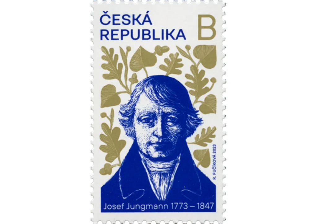 Jazykovědec, překladatel a český národní buditel Josef Jungmann přispěl svými překlady a především obsáhlým slovníkem k vytvoření moderní češtiny. Výtvarnice a ilustrátorka Renáta Fučíková na známce z roku 2023 symbolicky znázornila prolnutí českých a německých tradic – jako proplétající se haluze národních stromů, tedy dubu a lípy