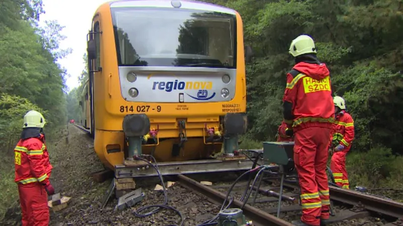 Spadlý strom zastavil vlak na Třeboňsku - září 2014