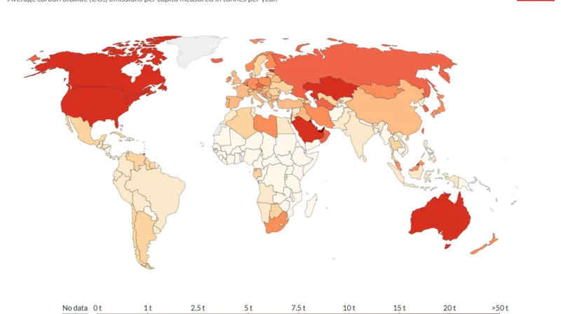 Emise oxidu uhličitého na hlavu (2017)