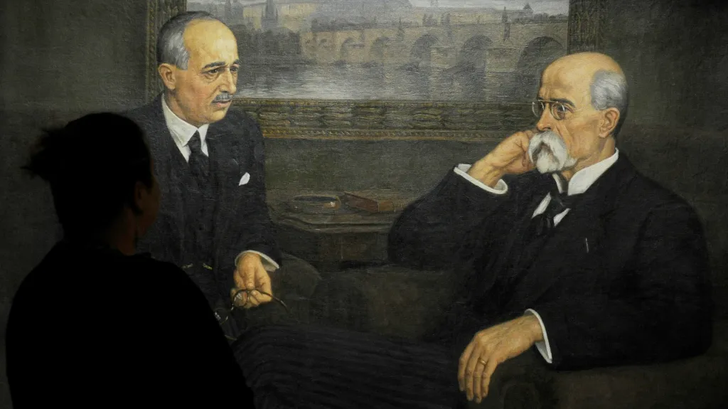 Edvard Beneš a TGM na obraze z kanceláře guvernéra Podkarpatské Rusi