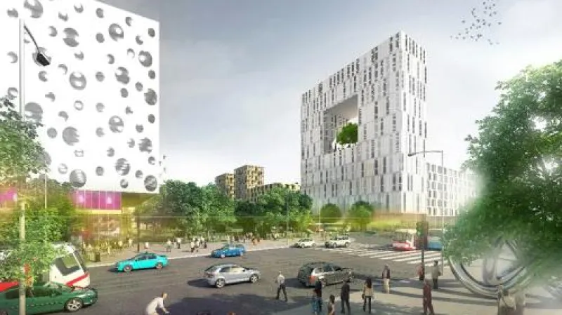 Vizualizace nové podoby Nákladového nádraží Žižkov