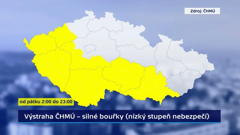 Výstraha ČHMÚ před bouřkami platí do pátečního večera