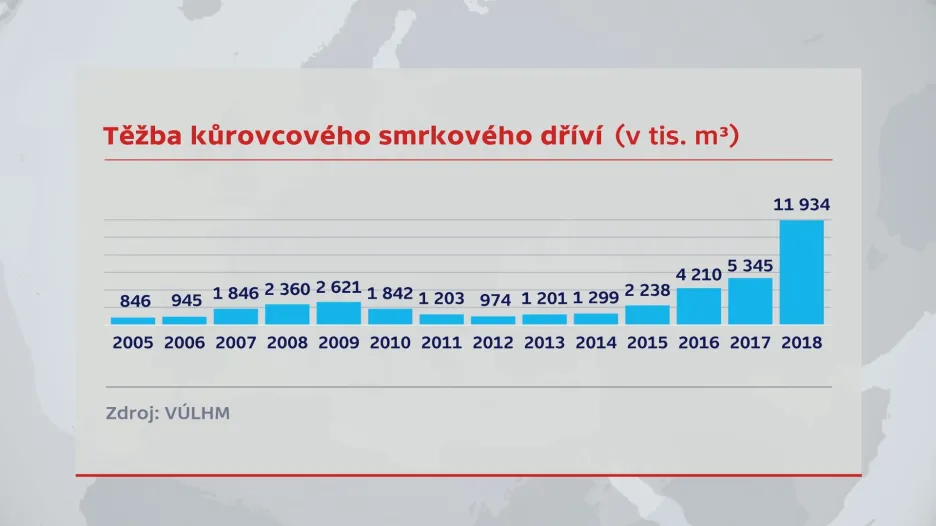 Těžba kůrovcového kalamitního dříví