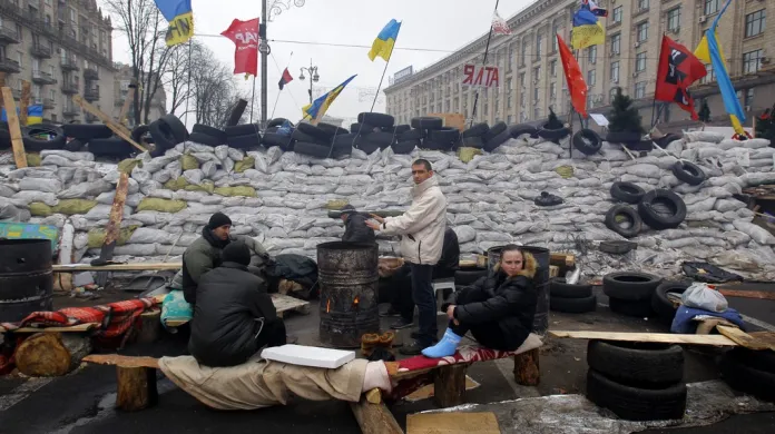 Proevropští aktivisté v Kyjevě