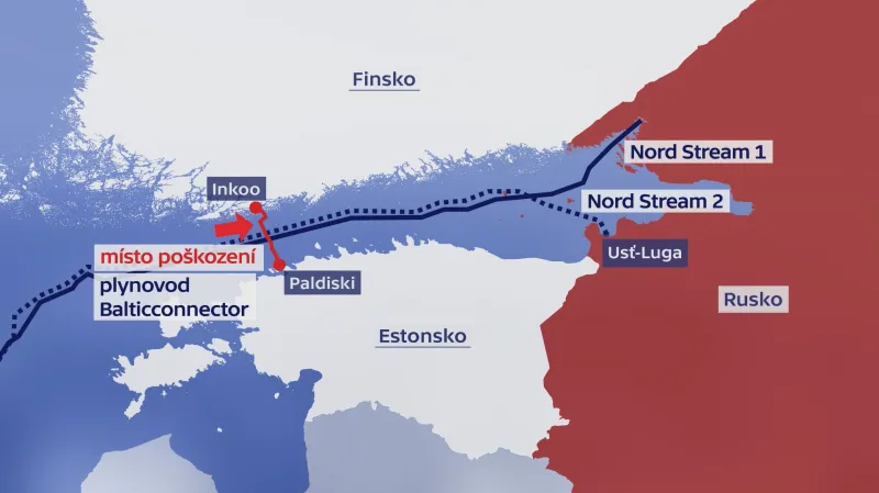 Místo poškození plynovodu