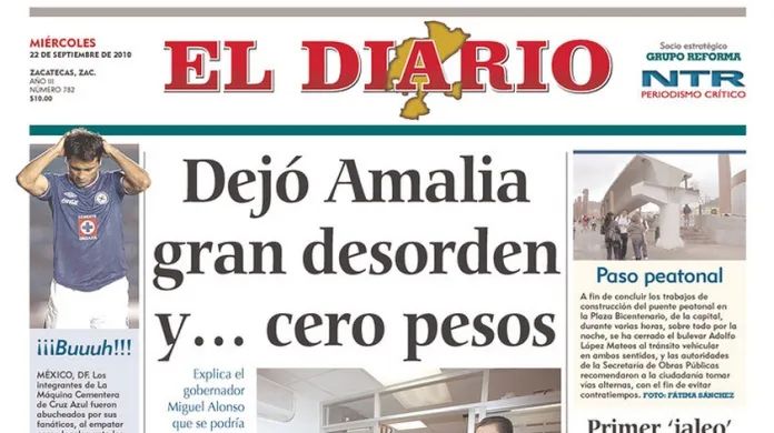 Mexický list El Diario vycházející ve státě Zacatecas