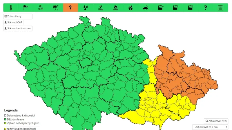 Výstraha před silnými bouřkami