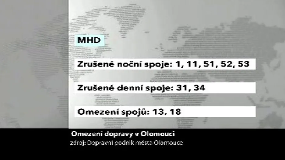 Omezené spoje MHD v Olomouci
