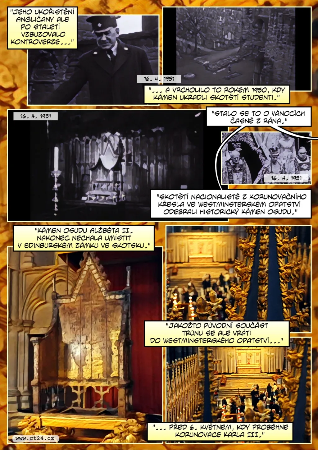 Sedm set let staré korunovační křeslo připravují restaurátoři pro Karla III.