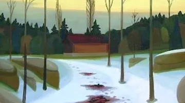Zimní krajina se skvrnami krve