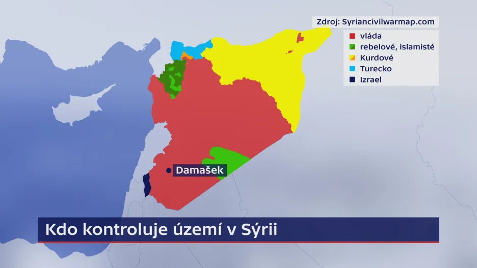 Rozložení sil v Sýrii (srpen 2019)