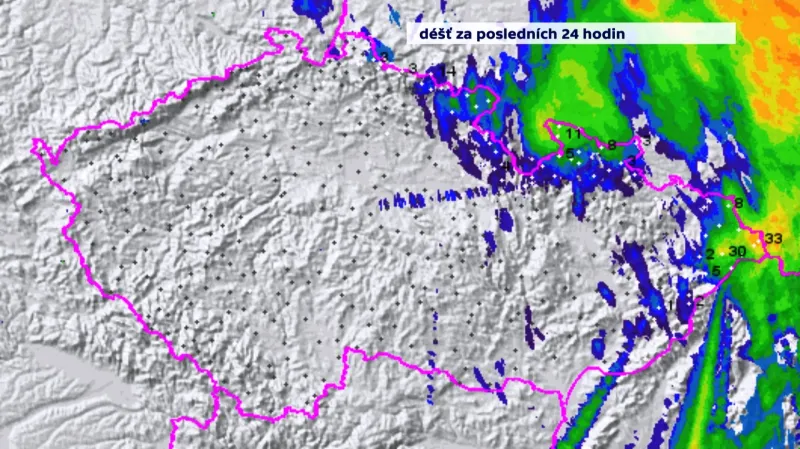 Srážky za čtvrtek