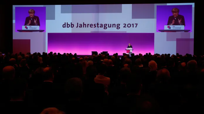 Merkelová při projevu v Kolíně nad Rýnem