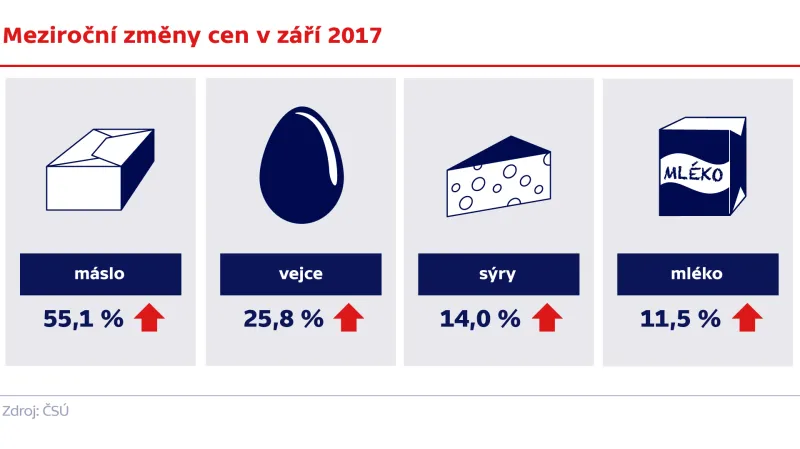 Meziroční změny cen v září 2017
