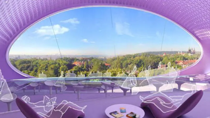 Výhled z budoucí Národní knihovny, pokud bude stát na Letné