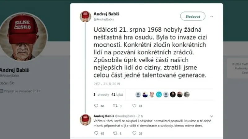 Tweet Andreje Babiše,  Autor: ČT24,  Zdroj: Twitter Andreje Babiše