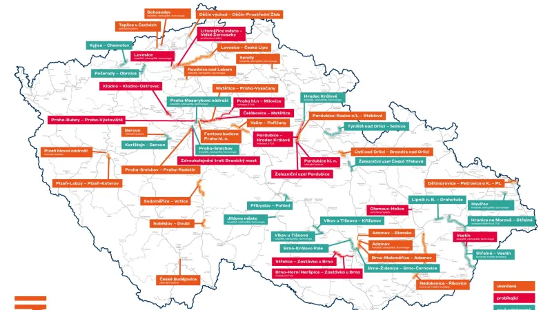 Mapa železničních staveb