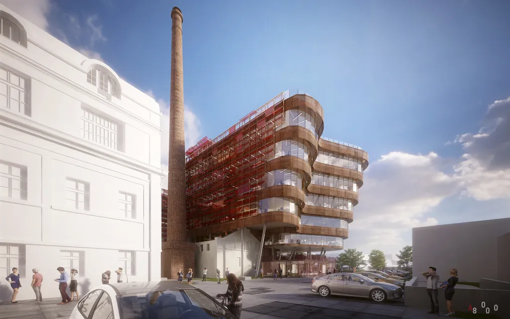Rekonstrukce bývalé radlické mlékárny na Smíchov Business Park podle návrhu studia ATELIER 8000 má být hotova v roce 2020.
