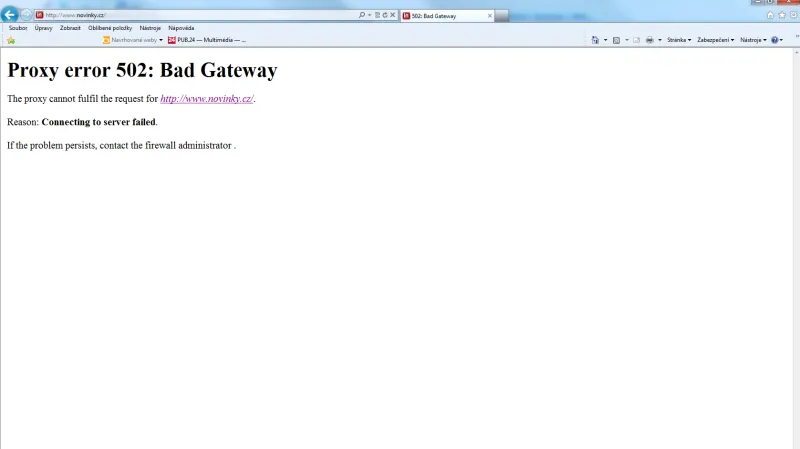 Nedostupný server Novinky.cz