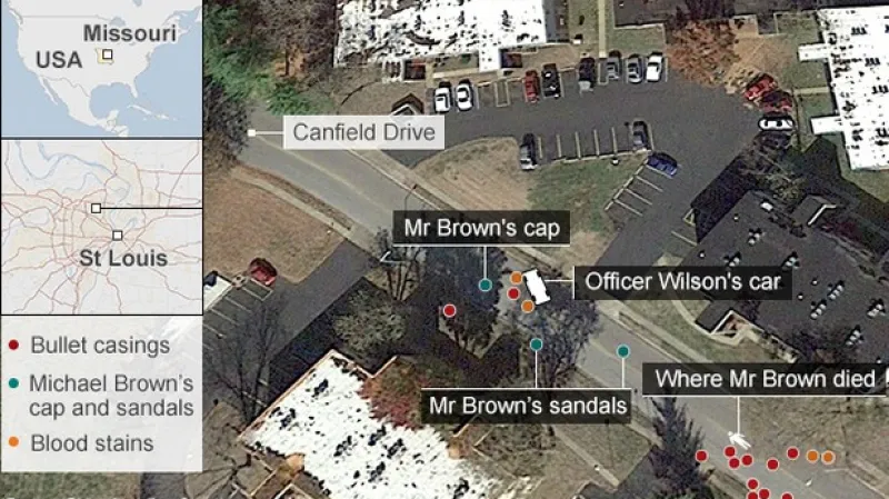 Místo činu ve Fergusonu