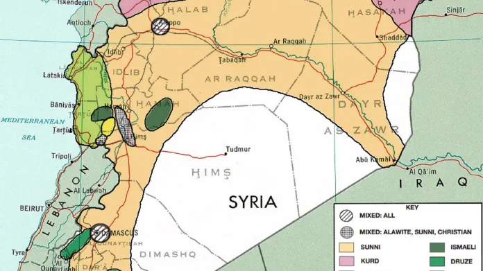 Přibližné rozdělení populace v Sýrii