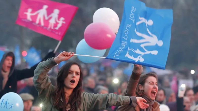 Protest v Paříži proti homosexuálním sňatkům