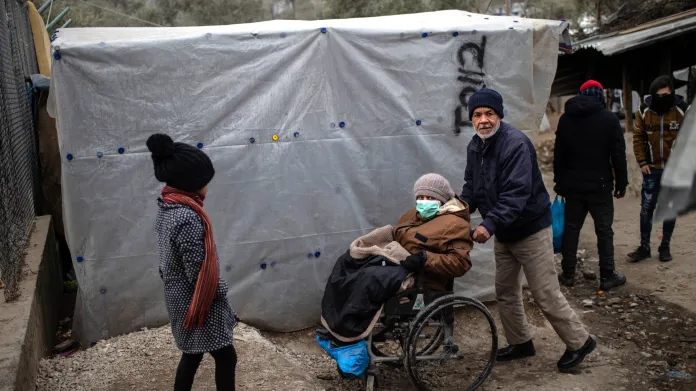 Přeplněný uprchlický tábor Moria na ostrově Lesbos