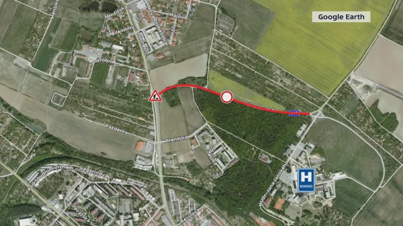 Uzavřená silnice ve Znojmě