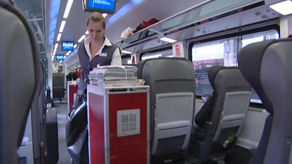 Interiér vlaku Railjet