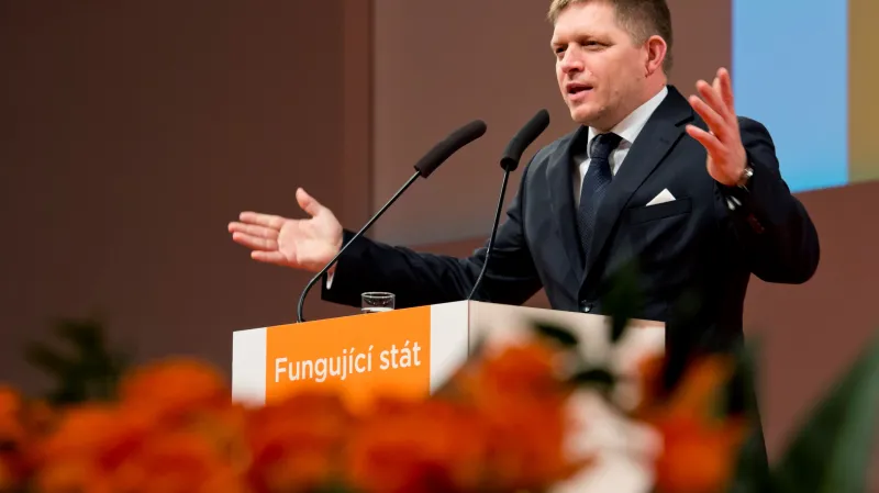 Slovenský premiér Robert Fico vystoupil 13. března v pražském Kongresovém centru na volebním sjezdu ČSSD.