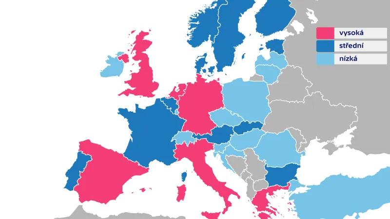 Angažovanost evropských zemí v projektech inteligentních měst