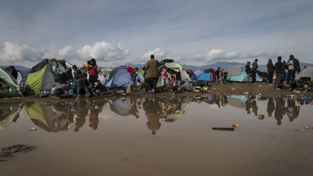Uprchlický tábor v Idomeni po bouřce