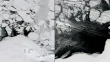 Rozpad ledu v Beaufortově moři: duben 2015 a duben 2016.