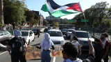 Protestní shromáždění na podporu Palestinců a Libanonu v Bostonu