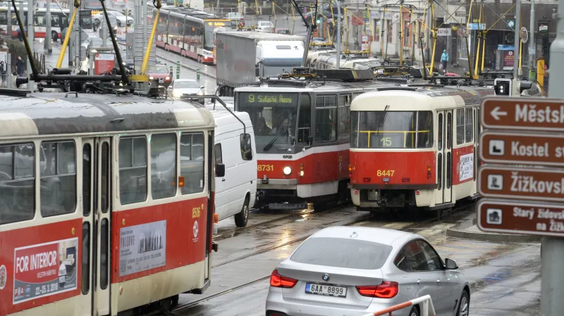 Dopravní kolaps na Žižkově