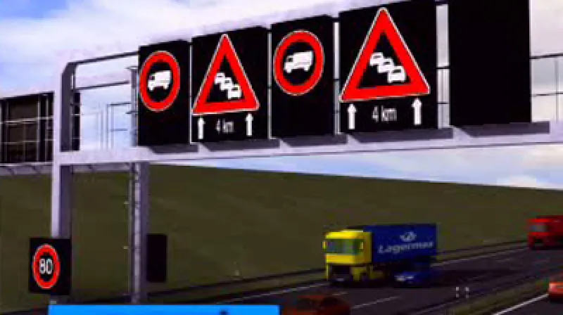 Ukázka dopravně informační tabule na dálnici D1