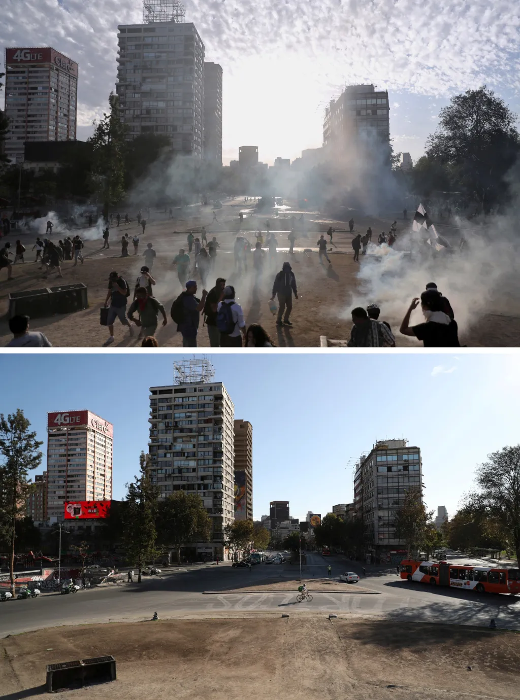 Ještě v listopadu bylo náměstí Plaza de la Dignidad v Santiagu de Chile plné demonstrantů