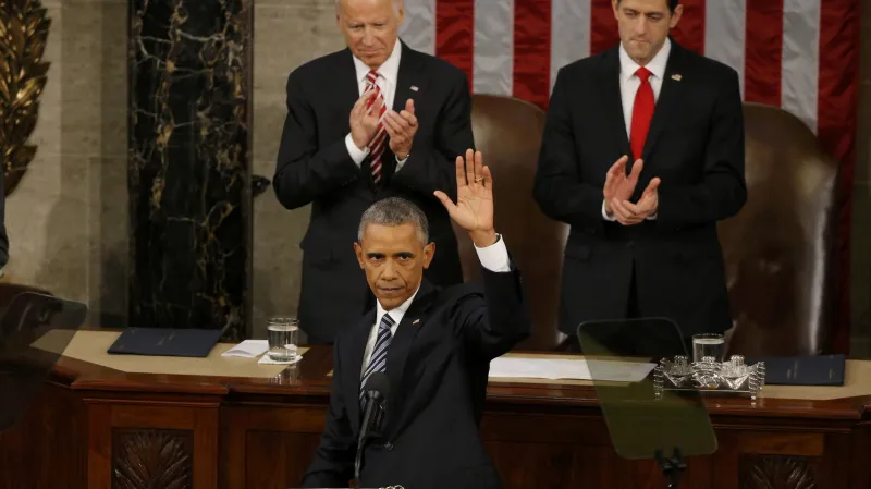 Barack Obama během projevu o stavu Unie