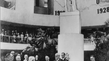 Prezident T. G. Masaryk na zahájení výstavy