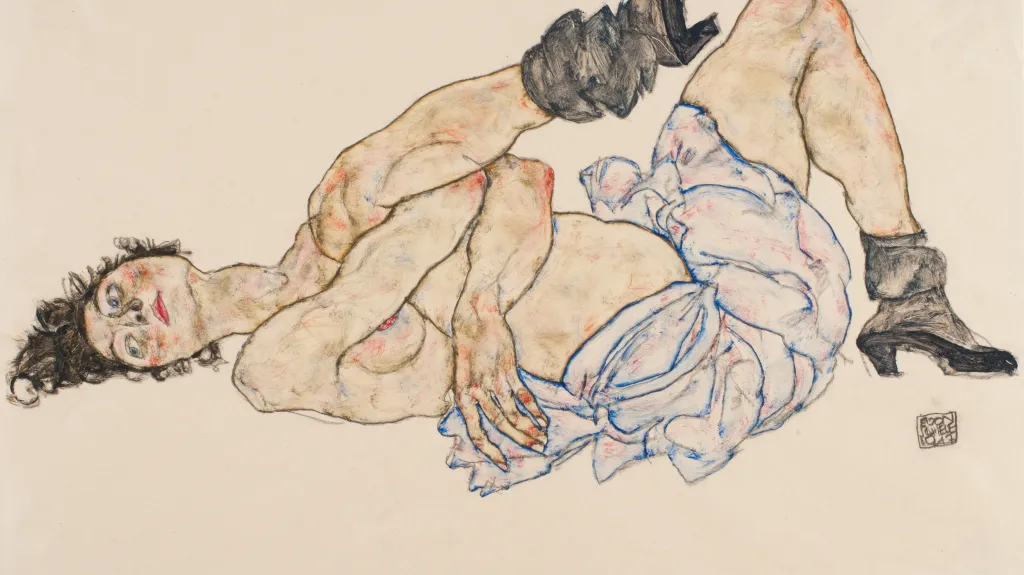 Egon Schiele / Ležící ženský akt, 1917