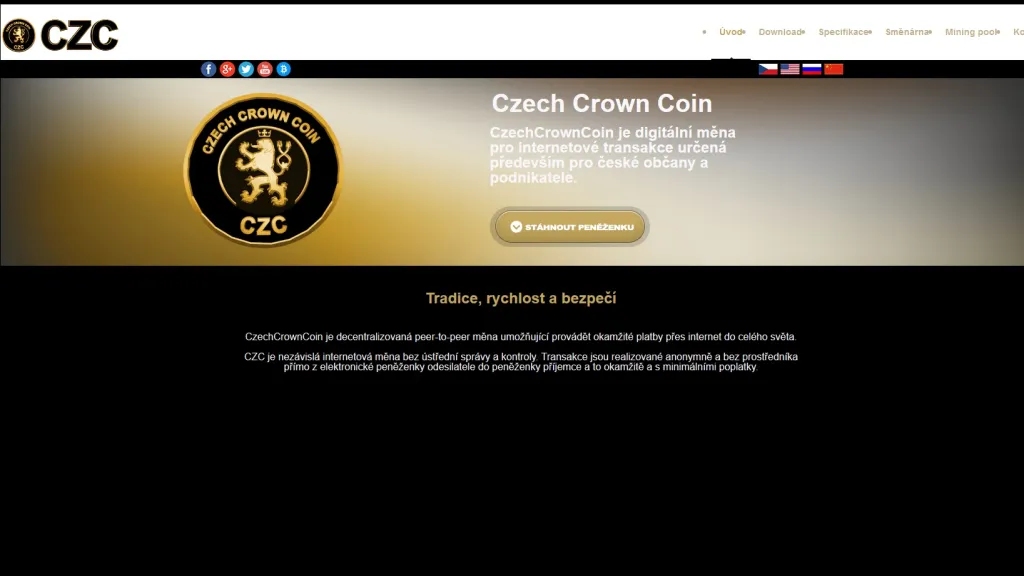 Webové stránky CzechCrownCoin