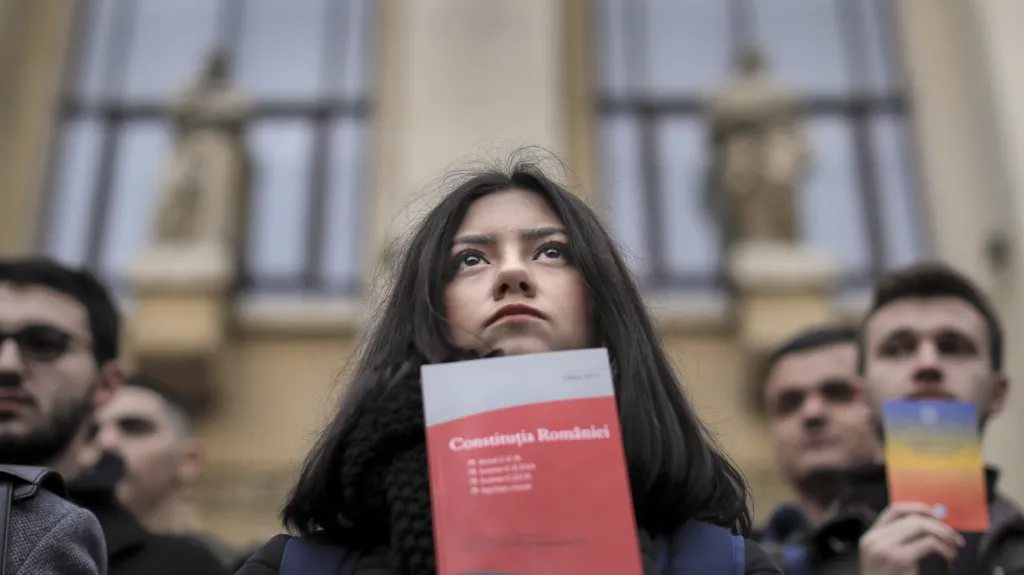 Tichý protest studentů práva v Bukurešti