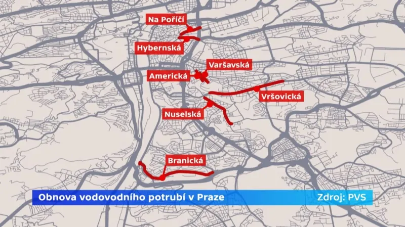 Obnova vodovodního potrubí v Praze