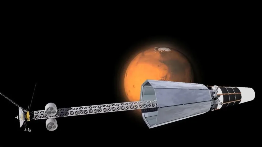 Vizualizace kosmické lodi poháněné jaderným pohonem