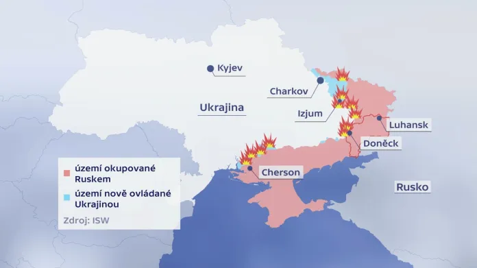 Postup ukrajinské protiofenzivy (k 11. 9.)